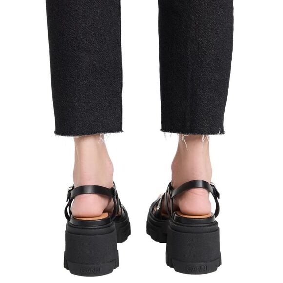 Ganni Womens Cleated Strappy Block Heel Sandals 39 Black - NIB $475 - Picture 7 of 7